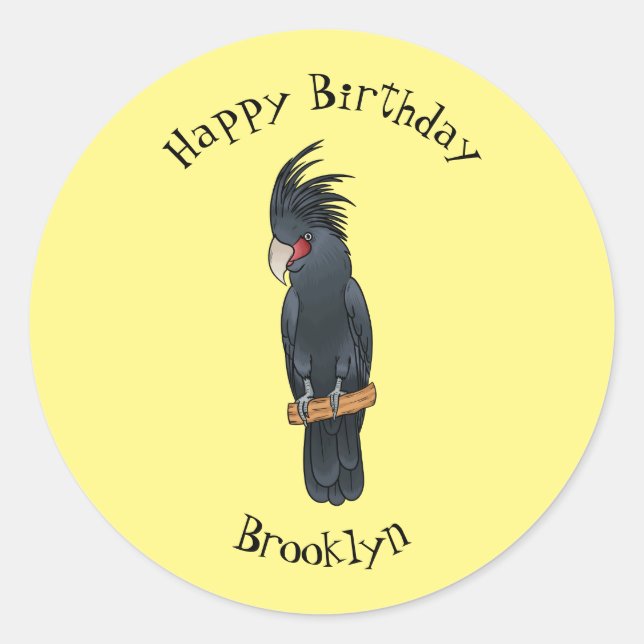 Palm cockatoo bird cartoon illustration classic round sticker (Front)