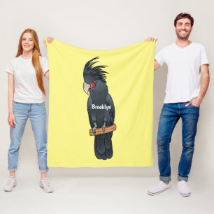 Palm cockatoo bird cartoon illustration fleece blanket
