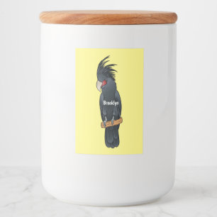 Palm cockatoo bird cartoon illustration food label