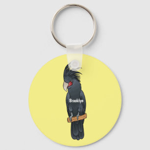 Palm cockatoo bird cartoon illustration keychain