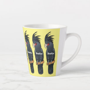 Palm cockatoo bird cartoon illustration latte mug