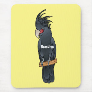 Palm cockatoo bird cartoon illustration  mouse pad