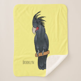Palm cockatoo bird cartoon illustration sherpa blanket