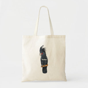 Palm cockatoo bird cartoon illustration tote bag