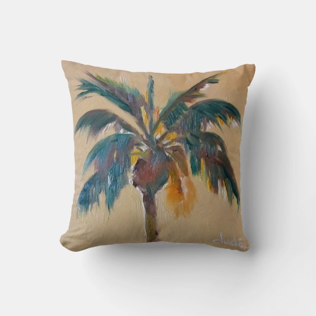Palm Cotton Throw Pillow, Throw Pillow 16" x 16" (Front)