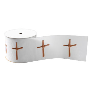 Palm Cross Pattern Grosgrain Ribbon