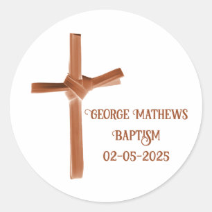 Palm Cross Personalized Classic Round Sticker