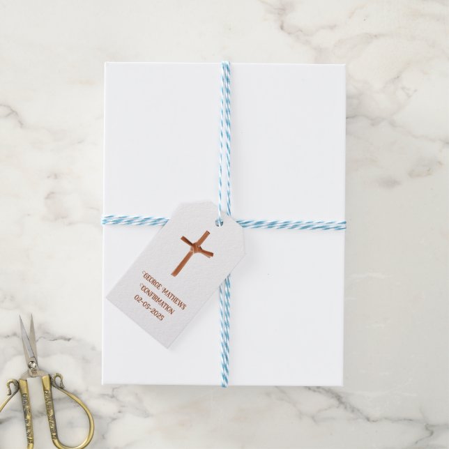 Palm Cross Personalized Favour Tag (With Twine)