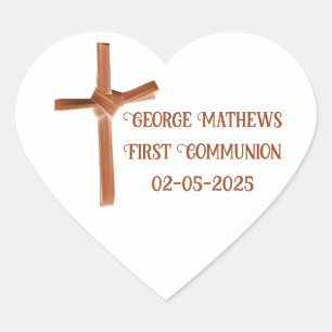 Palm Cross Personalized Heart Sticker