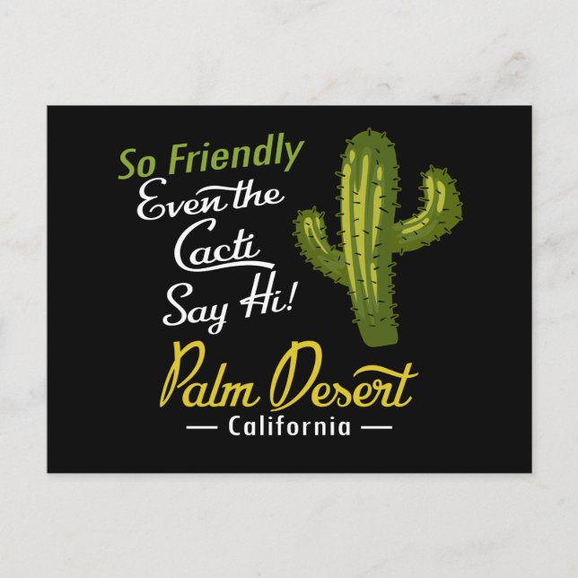 Palm Desert Cactus Funny Retro Postcard (Front)
