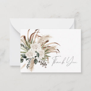 Palm Eucalyptus Beige Floral Thank You Note Card