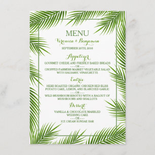 Palm Feuille Tropical Beach Wedding Menu