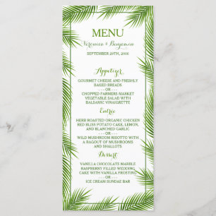 Palm Feuille Tropical Beach Wedding Menu