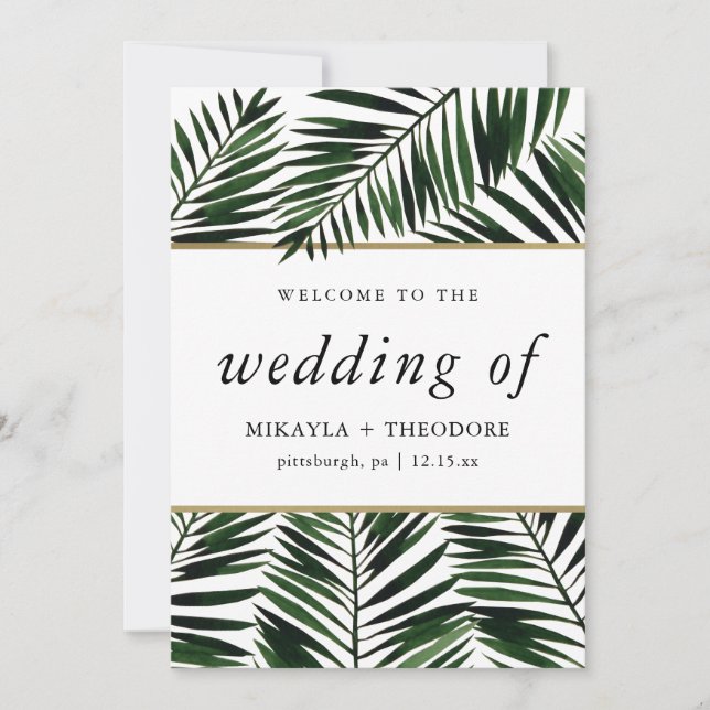 Palm Feuille Wedding Programme (Devant)