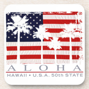 Palm Flag Hawaii Aloha Patriotic Coasters