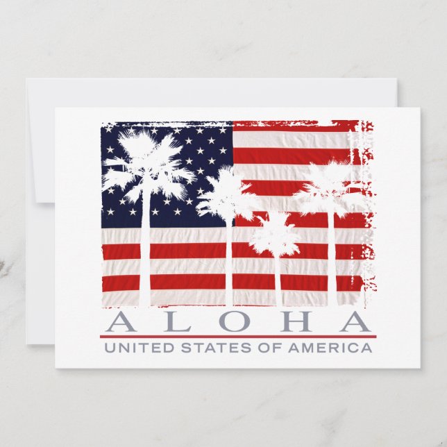 Palm Flag USA Aloha Party Invitations (Front)