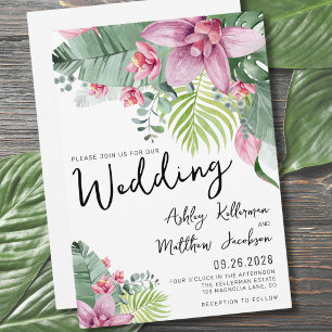 Palm Floral Tropical Wedding Invitation