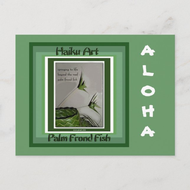 Palm Frond Fish Collectable Haiku Art Postcard (Front)