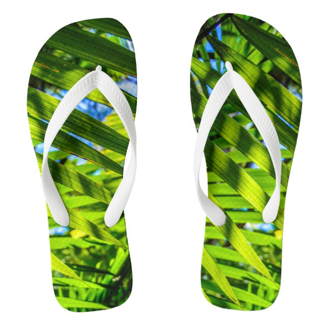 Palm Fronds, Grove Farm, Kauai, Hawaii Flip Flops (Footbed)