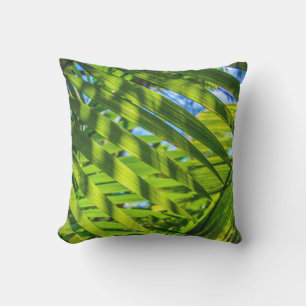 Palm Fronds Hawaiian Tropical Reversible Outdoor Throw Pillow