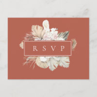 Palm Fronds Rust Frame Wedding RSVP Song Request