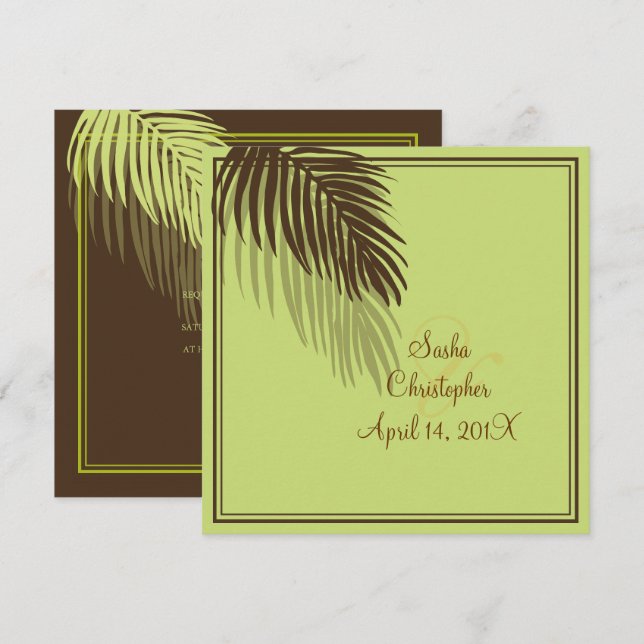 PALM FRONDS SILHOUETTE/DIY background Invitation (Front/Back)