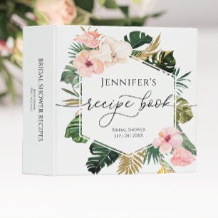 Palm Hibiscus Tropical Bridal Shower Recipe Book Binder