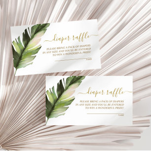 Palm Leaf Baby Shower Diaper Raffle Enclosure Card