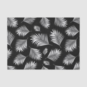 Palm Leaf Black White Tropical Pattern Tissue Paper