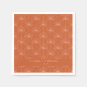 Palm Leaf Botanical Burnt Orange Custom Wedding Napkin