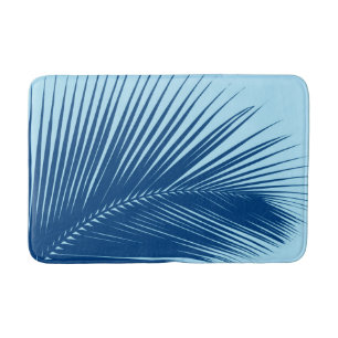 Palm leaf - cobalt and sky blue bath mat