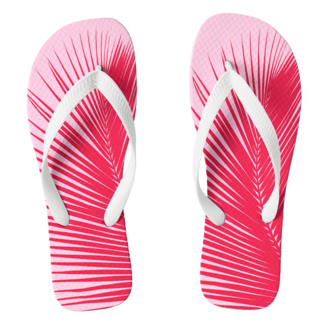 Palm leaf - Coral and shell pink Flip Flops (Footbed)