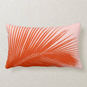 Palm leaf - Coral and shell pink Lumbar Pillow