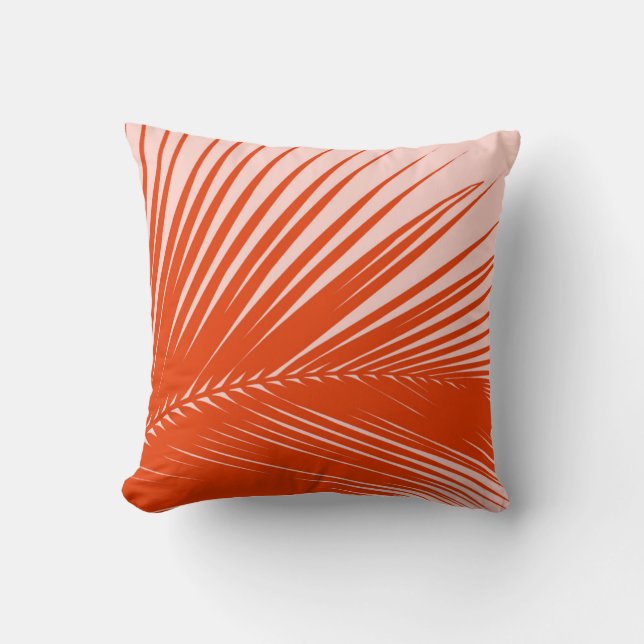 Palm leaf - Coral and shell pink Throw Pillow (Front)