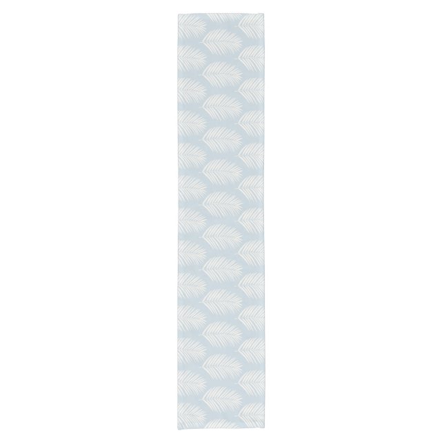 Palm Leaf Cream And Light Blue Short Table Runner (Front)