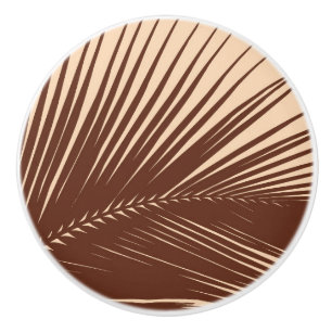 Palm leaf - Dark brown and tan Ceramic Knob