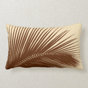 Palm leaf - Dark brown and tan Lumbar Pillow