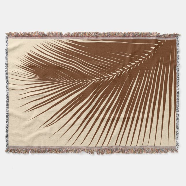 Palm leaf - Dark brown and tan Throw Blanket (Front)