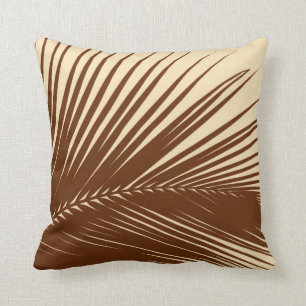 Palm leaf - Dark brown and tan Throw Pillow