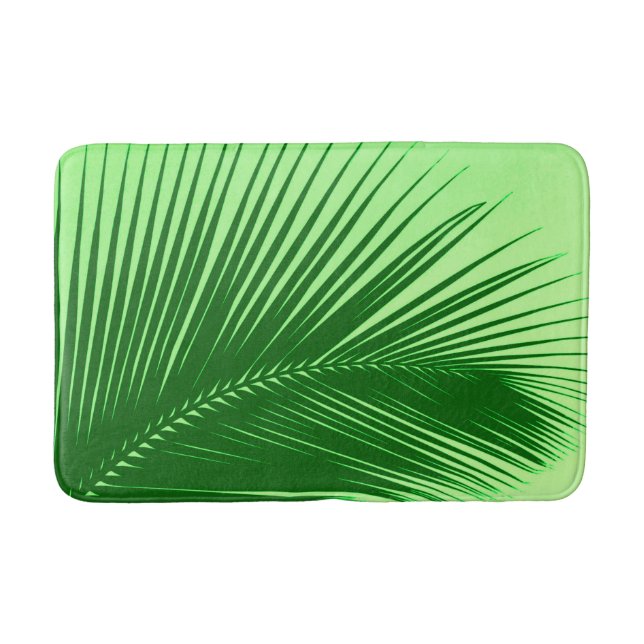Palm leaf - emerald and lime green bath mat (Front)