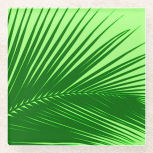 Palm leaf - emerald and lime green glass coaster