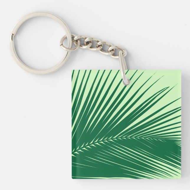 Palm leaf - emerald and lime green keychain (Front)