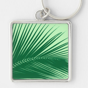 Palm leaf - emerald and lime green keychain