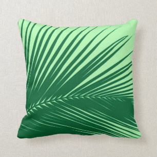 Palm leaf - emerald and lime green throw pillow