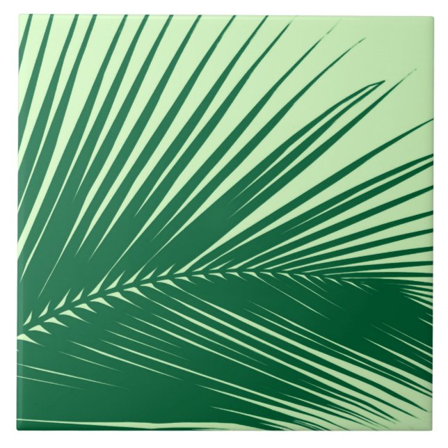 Palm leaf - emerald and lime green tile (Front)