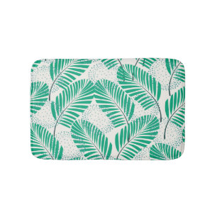 Palm Leaf Floral: White Vintage Bath Mat