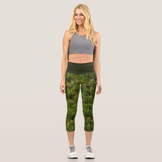 Palm Leaf Green High Waisted Capris