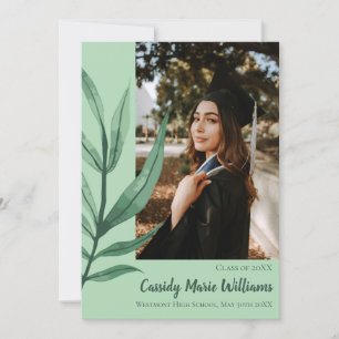 Palm Leaf Green Plant Graduation Announcement