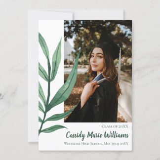 Palm Leaf Green Plant Graduation Announcement