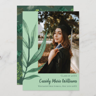 Palm Leaf Green Plant Graduation Announcement